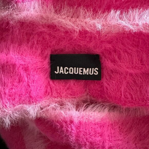 Jacquemus Le Gilet Neve Sweater Vest Sz Small Pink Striped Fuzzy - Picture 4 of 9